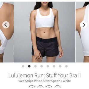 Lululemon Run: Stuff Your Bra IIWee Stripe White Silver Spoon / White Sz 4